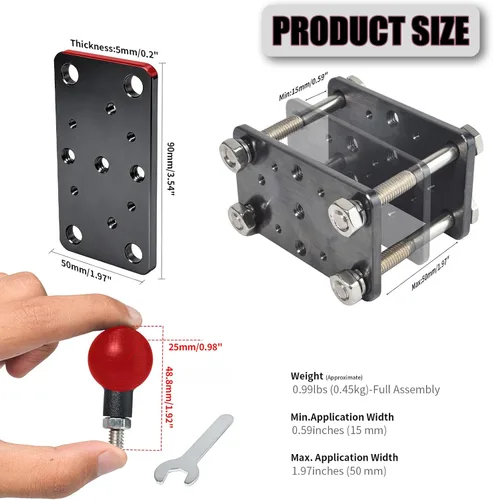 Vista 3 de Soporte de pilar para montacargas y vehículos de almacén – Accesorios de montacargas de acero resistente con adaptador de bola de 1 pulgada
