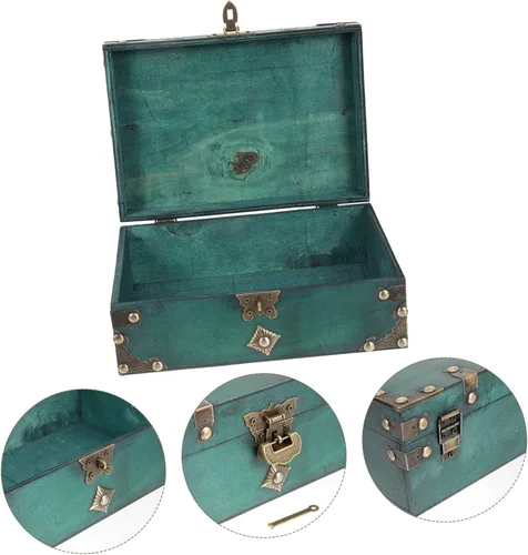 Vista 4 de DOITOOL Caja de joyería antigua Caja de regalo de memoria Caja de joyería de madera para mujeres Caja de baratija de madera Caja de joyería vintage