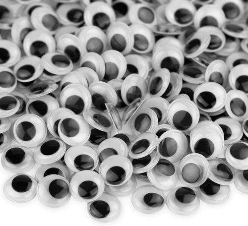 Vista 2 de Hygloss Productos Ojos Googly Eyeball de plástico - Ideal para artes y manualidades - No adhesivo - Pegar - Negro - Tamaño 0.394 in - Paquete
