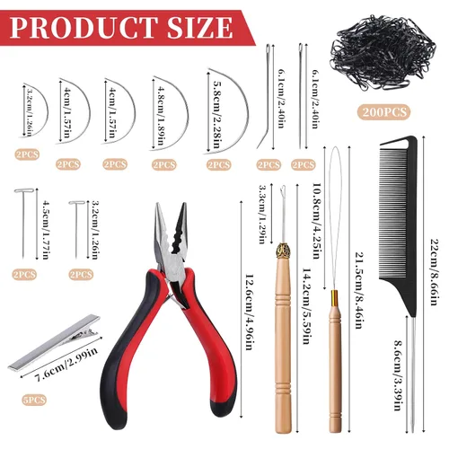 Vista 3 de Kit de herramientas de extensión de cabello, 5 colores, 1000 piezas de micro anillos de silicona Hair Styling Tools Accessory with Hair Extension