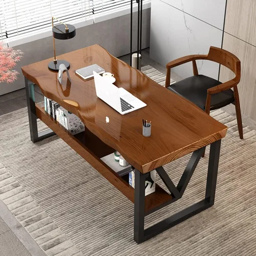 Vista 2 de Escritorio de computadora de madera maciza, escritorio para computadora de oficina en casa, banco de trabajo/escritorio simple, resistente a altas