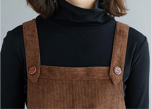 Vista 4 de Flygo Falda de pana para mujer, casual, de longitud media, con botones, con vuelo
