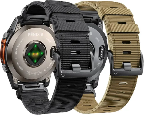 Vista 11 de Compatible con Garmin Fenix 7X/ 6X/ 5X/ 8/8 Pro 51mm/5X Plus/6X Pro/7X pro, Correa de reloj de nylon Quickfit de 26 mm para Tactix 7/Descent Verde