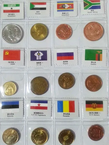 Vista 4 de Kit de iniciación para colección de monedas, 120 países, 100% original original/moneda del mundo con álbum de recolección de cuero etiquetado por