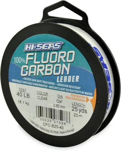 Vista 17 de HI-SEAS Líder de línea de pesca 100% fluorocarbono, líder invisible transparente, indetectable para peces, hundimiento rápido, 6 libras a 400 libras
