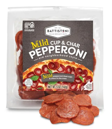 Vista 2 de Battistoni Cup & Char - Pepperoni picante, paquete de 5, bolsas de 5 onzas