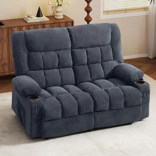 Vista 10 de BOSMILLER Sofá reclinable con portavasos para sala de estar, sofá manual de 3 asientos, reclinable con bolsillo lateral