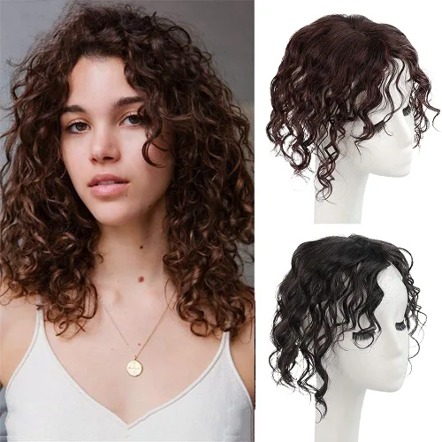 Vista 7 de RemeeHi Peluca de cabello humano rizado natural de repuesto esponjoso sin costuras con clip en la parte superior para mujer, cabello fino