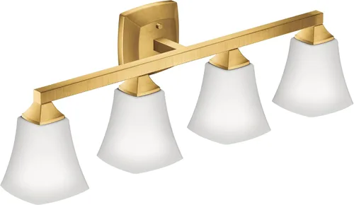 Vista 6 de Moen Voss YB5164ORB - Accesorio de tocador de baño de doble montaje con 4 luces de bronce aceitado con vidrio esmerilado