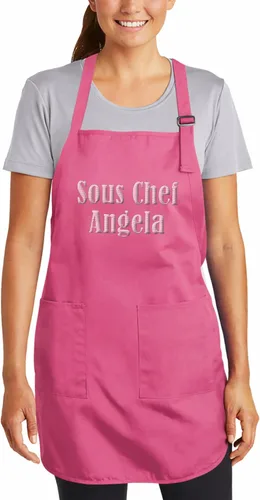 Vista 4 de TEEAMORE Delantales bordados personalizados para mujeres y hombres, añade tu texto de chef para parrilla de cocina, delantal personalizado