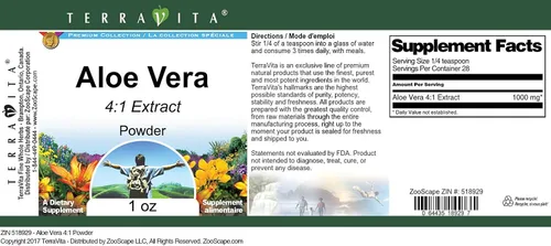 Vista 3 de Aloe Vera 4:1 Polvo (1 oz, ZIN: 518929)