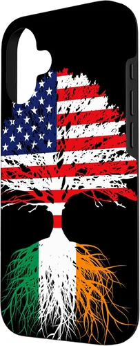Vista 2 de iPhone 16 Ireland Born Irish Family Roots Irish American US Flag Gift Case