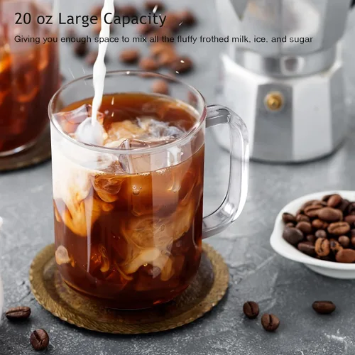 Vista 4 de Glass Coffee Mugs, 20 oz Ice coffee cups&Glass Coffee Mugs, 8 oz iced coffee cups
