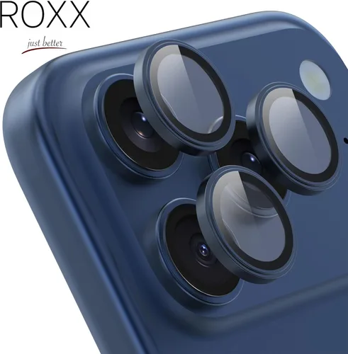 Vista 4 de ROXX - Protector de cámara japonés 9H Azul profundo Para iPhone 17 Pro y 17 Pro Max Más duro Más claro Resistente a los arañazos Ajuste