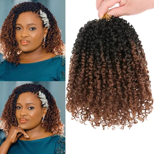 Vista 18 de Unionbeauty - Paquete de 8 trenzas de ganchillo Yanky Twist de 6 pulgadas, 8 paquetes, color negro natural, micro Passion Twist, extensiones