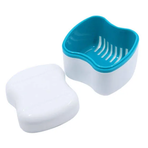Vista 4 de Taza de dentadura, caja de baño para dentadura postiza, caja de baño para limpieza, almacenamiento y recuperación, color aleatorio, 1 pieza