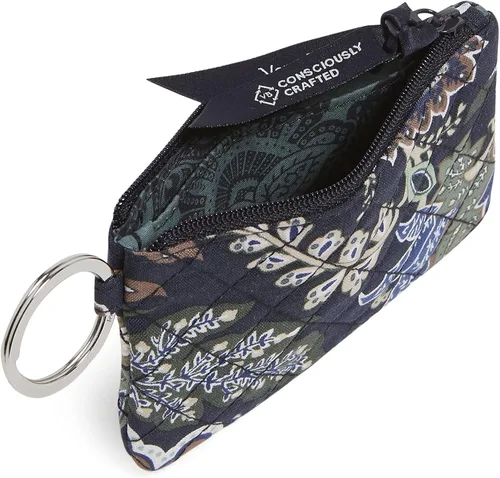 Vista 2 de Vera Bradley Combo de funda de identificación y cordón de algodón con cremallera para mujer, Loto de nieve