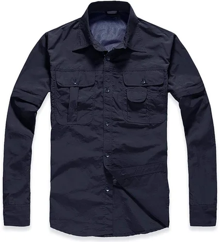 Vista 3 de TACVASEN Camisa de manga larga convertible transpirable de secado rápido con protección UV para hombre