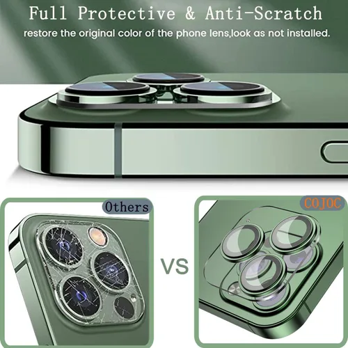 Vista 3 de COJOC 2 protectores de lente de cámara para iPhone 13 Pro Max/iPhone 13 Pro, protección completa HD, vidrio templado de vidrio templado para 13 Pro