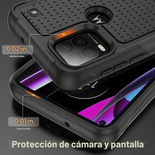 Vista 4 de Jeylly para Moto G Stylus 5G 2021 Funda con [2 Pack] Protector de Pantalla de Vidrio Templado, Protección Grado Militar Anti-Arañazos, Funda A