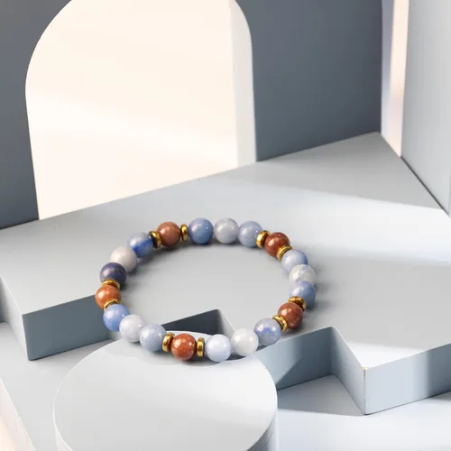 Vista 19 de Pulseras de cristal con cuentas de Charka para mujer, hechas a mano con aventurina verde de 0.315 pulgadas (0.315 in), pulseras de piedra de cristal