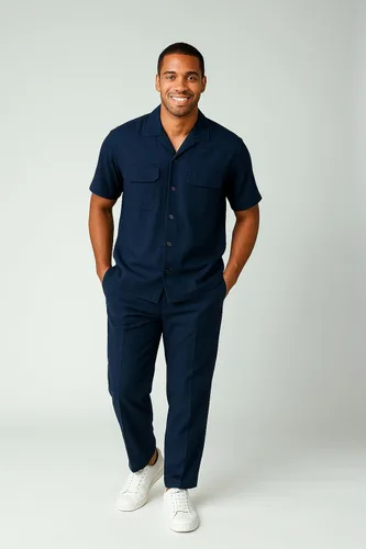 Vista 4 de STACY ADAMS Conjunto de camisa y pantalón de lino para hombre