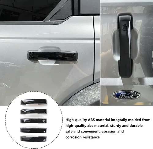 Vista 3 de sukemichi Cubiertas para manija de puerta, cubierta de puerta trasera para Ford Bronco Accesorios 2021 2022 2023 2024 2025 2026 4 puertas - Negro
