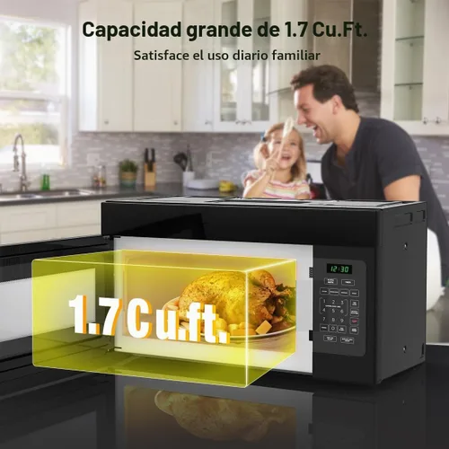 Vista 5 de Microondas de 30 pulgadas sobre la estufa, ThermoMate de 1.7 pies cúbicos de capacidad, microondas sobre la estufa con un toque, 1000 vatios