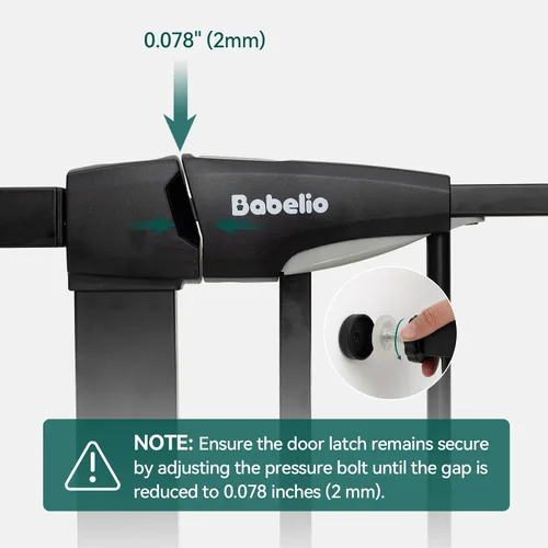 Vista 7 de Babelio - Puerta de seguridad con cierre automático para bebés con puerta para gatos, puerta de metal de 73-109 cm para puertas, escaleras, casa