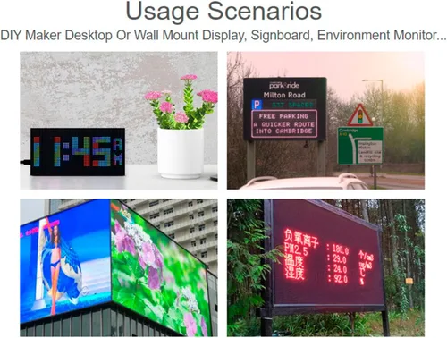 Vista 5 de Panel de matriz LED RGB 64 × 32, 2048 píxeles DOTS de 0.118 in de paso, compatible con Arduino/Raspberry Pi Pico/ESP32, permite mostrar texto