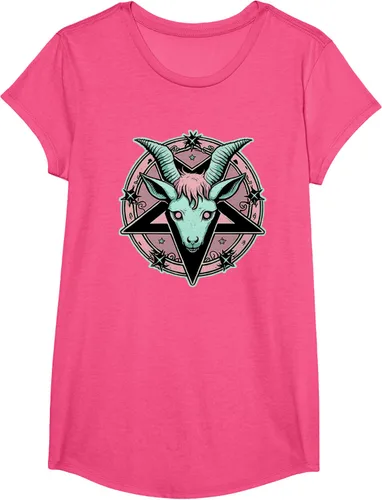 Vista 57 de Camiseta Kawaii Paste Creepy Goat Pentacle, Negro