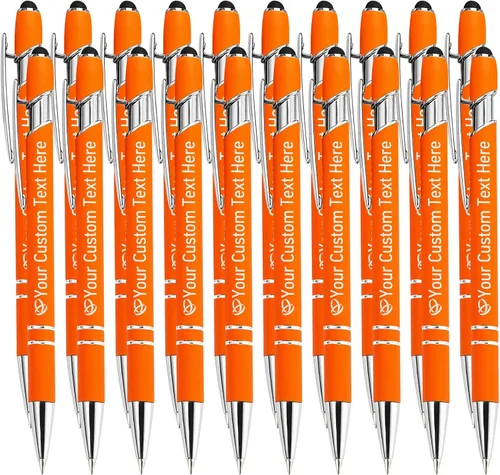 Vista 30 de STREADVE Bolígrafos personalizados personalizados con nombre grabado, logotipo, texto, bolígrafos de escritura suave, regalo personalizado para Negro