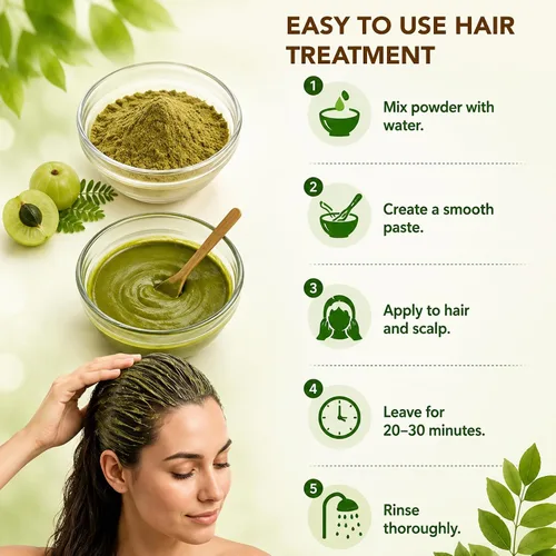 Vista 6 de Ancientveda Tratamiento orgánico natural para el crecimiento del cabello Antioxidantes Polvo limpiador Reduce las arrugas Amla, sin OMG