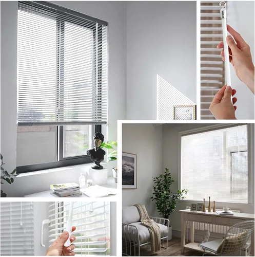 Vista 7 de Varita ciega de fibra de vidrio blanca de 12 pulgadas con gancho de metal, varita inclinable para ventana, piezas de repuesto de control de varita