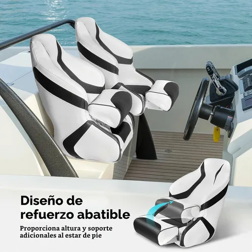 Vista 3 de PEXMOR Asiento de barco deportivo premium abatible para capitán con asiento de cubo para barco, cubierta de asiento de barco impermeable, bisagras