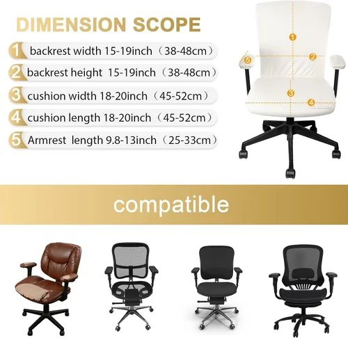 Vista 2 de Tallew 4 fundas para sillas de oficina, fundas universales para sillas de computadora, fundas protectoras elásticas para asiento de silla, fundas