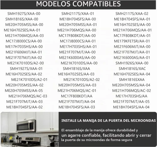 Vista 4 de DE94-02933A - Manija de puerta de microondas compatible con horno Samsung