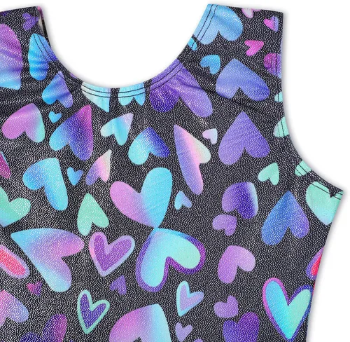 Vista 3 de EQSJIU Leotardos de gimnasia para niñas y niños, diseño de mosaico de arco iris, sirena, mariposa, estrellas, leopardo, galaxia, teñido anudado