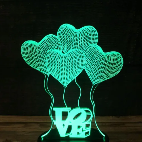 Vista 3 de Globo de amor romántico 3D acrílico para base de lámpara LED (solo acrílico. Base LED se vende por separado)
