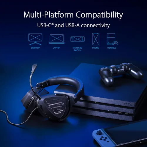 Vista 5 de ASUS ROG Delta S Animate Gaming Auriculares Pantalla LED AniMe Matrix personalizable micrófono con cancelación de ruido AI ESS 9281 Quad DAC ligero