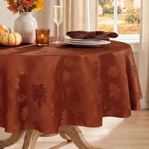 Vista 17 de Softalker - Mantel navideño de jacquard, mantel rectangular de damasco vintage de invierno, mantel de poliéster impermeable con copos de nieve