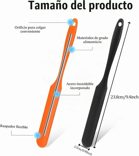 Vista 3 de 3 espátulas para frascos, espátulas de silicona para frascos resistentes al calor con mango largo, esparcidor de mermelada, espátulas para crema