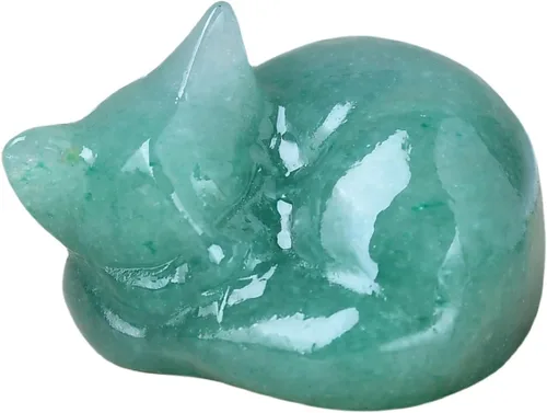 Vista 11 de Decoración de cristales de gato de granate natural, estatua de gato dormido, piedras preciosas pulidas de cristal curativo, piedras preciosas