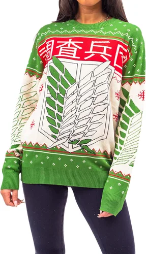 Vista 5 de Attack on Titan 4 Kanji and Swords Ugly Christmas Sweater