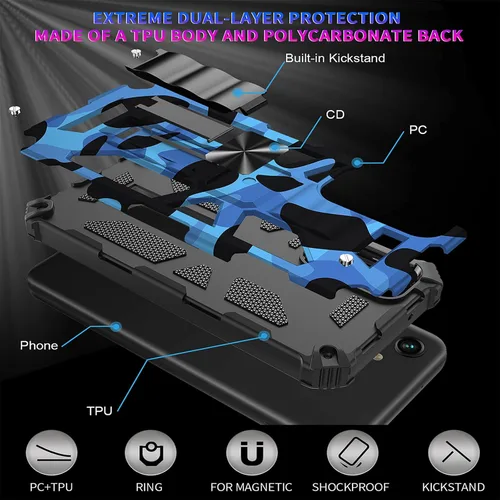 Vista 6 de Funda para Samsung Galaxy A54 con función atril camuflaje verde