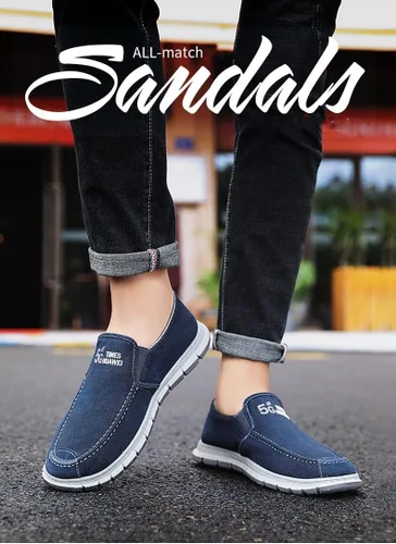 Vista 3 de Mocasines de lona para hombre, estilo vintage, planos, para barco, para caminar, ligeros, casuales