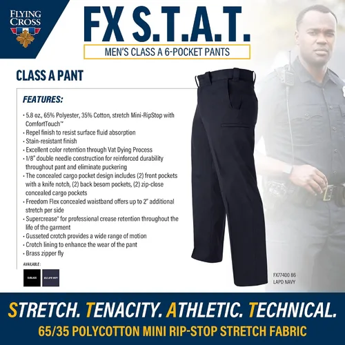 Vista 2 de FX STAT - Pantalón de policía para hombre, aplicación de la ley, EMS, clase A, 6 bolsillos, sin dobladillo