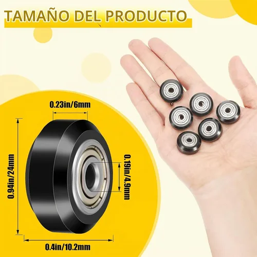 Vista 2 de Honoson 16 unidades de ruedas de impresora 3D, ruedas de polea POM, rodamiento lineal de polea de plástico 625zz, compatible con Creality CR10