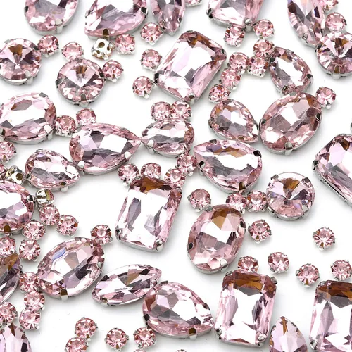 Vista 14 de Diamantes de imitación AB para coser, Choupee 130 piezas de diamantes de imitación para coser con respaldo de metal, engaste de dientes, garra