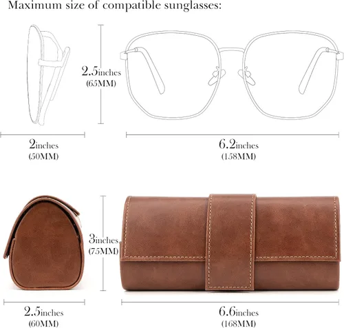 Vista 2 de Linkidea Estuche rígido extra grande para guardar lentes de sol, compatible con DIOR EverDior A1U 30Montaigne BU Missdior B1U (marrón)
